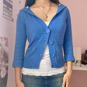 Women's Blue and White Cardigan